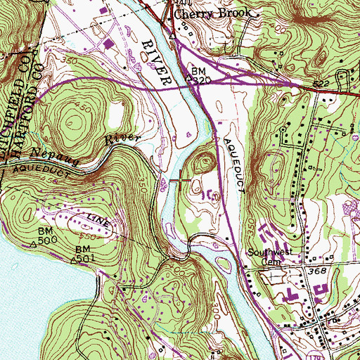 Topographic Map of Nepaug River, CT