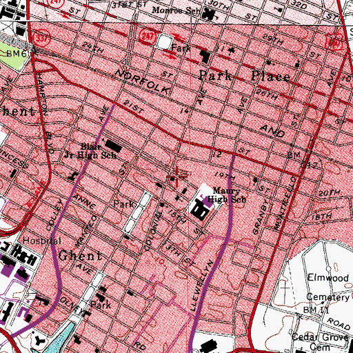 Topographic Map of First Christian Church, VA