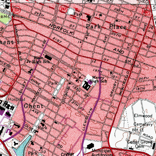 Topographic Map of Beth El Temple, VA