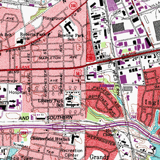 Topographic Map of Second Calvary Baptist Church, VA