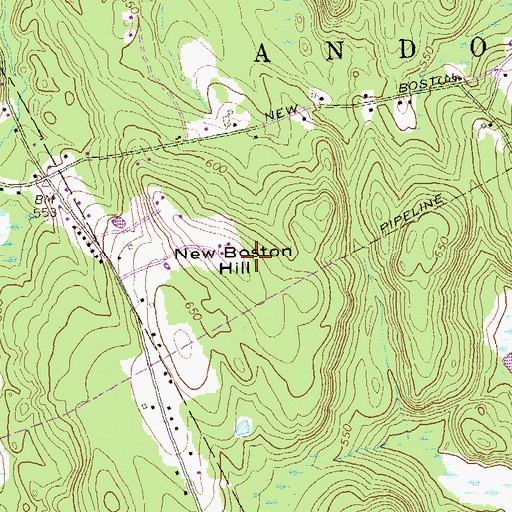 Topographic Map of New Boston Hill, CT