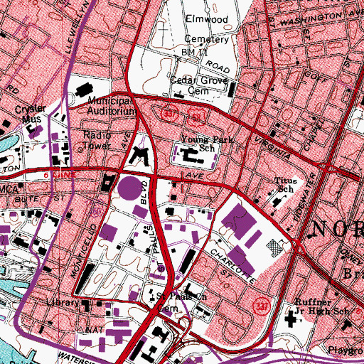 Topographic Map of First Baptist Church, VA