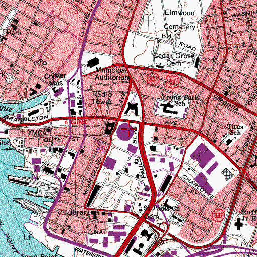 Topographic Map of Scope Arena, VA