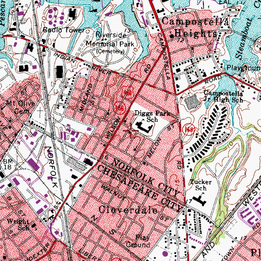 Topographic Map of First Baptist Church, VA