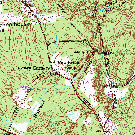 Topographic Map of New Britain Camp, CT