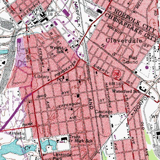 Topographic Map of South Norfolk Baptist Church, VA