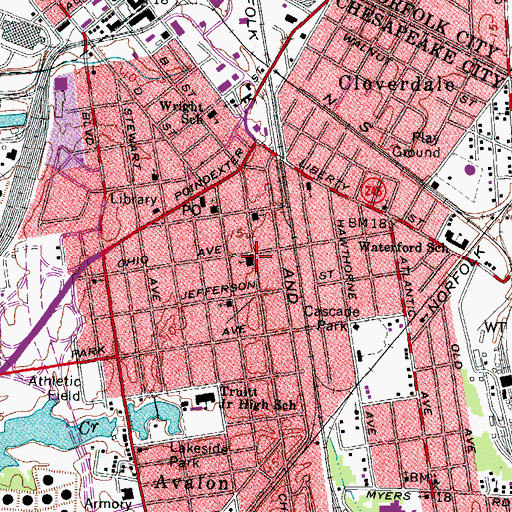 Topographic Map of Chesapeake Avenue United Methodist Church, VA