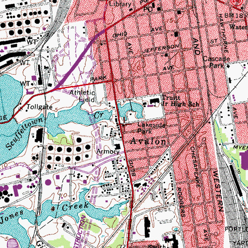 Topographic Map of First Presbyterian Church, VA