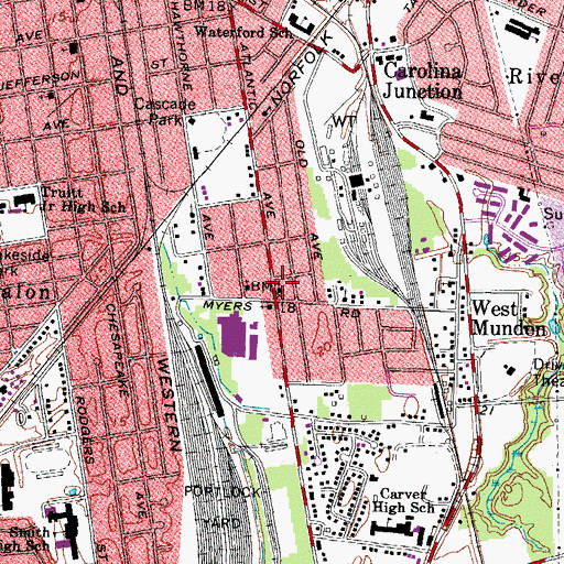 Topographic Map of Saint Joseph African Methodist Episcopal Church, VA