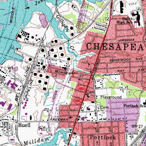 Topographic Map of New Mount Olive African Methodist Episcopal Church, VA