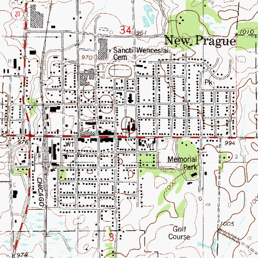 Topographic Map of Saint Wenceslaus Catholic Church, MN
