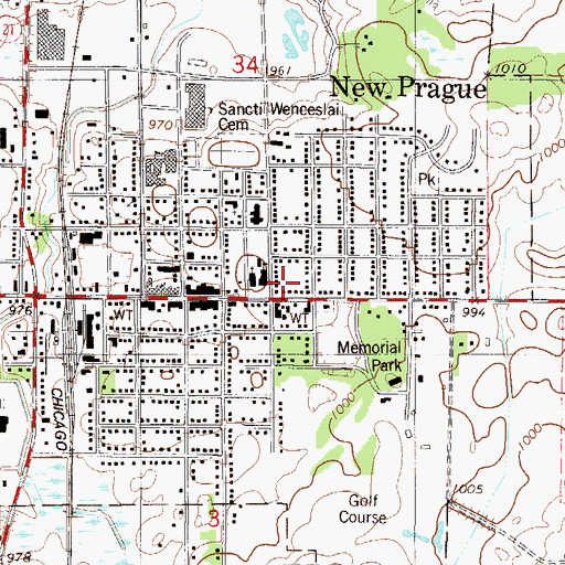 Topographic Map of New Prague Medical Clinic, MN