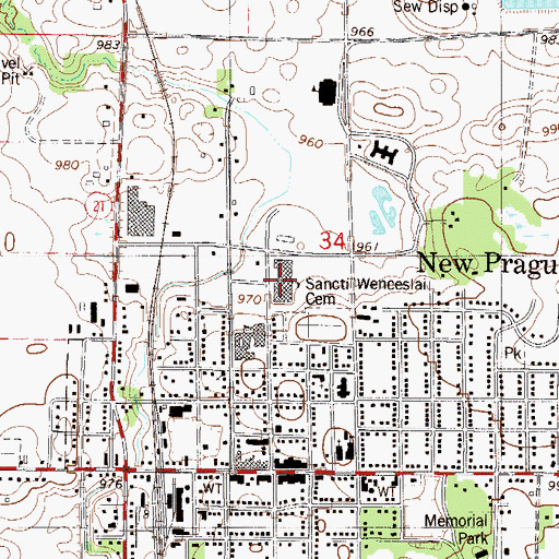 Topographic Map of New Prague Middle School, MN