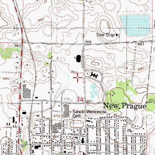 Topographic Map of New Prague Primary School, MN