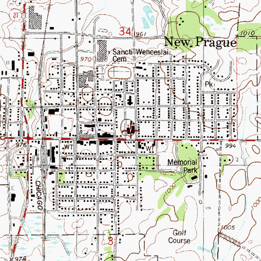 Topographic Map of Saint Wenceslaus School, MN