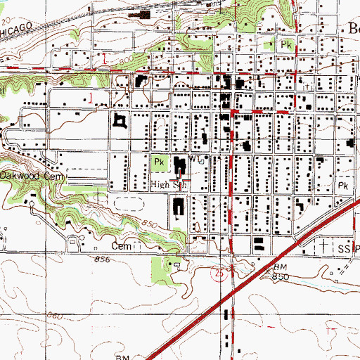 Topographic Map of Belle Plaine Junior High School, MN