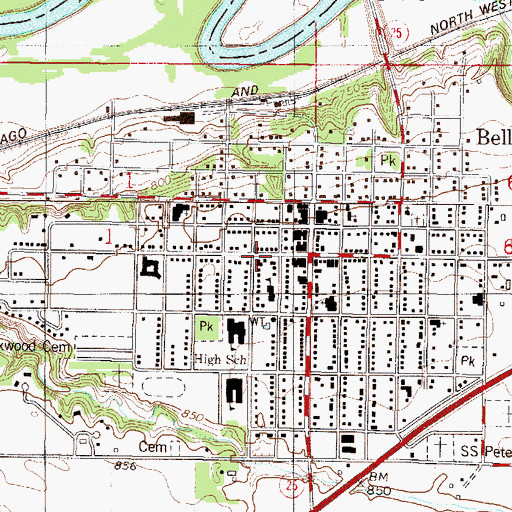 Topographic Map of First Presbyterian Church, MN