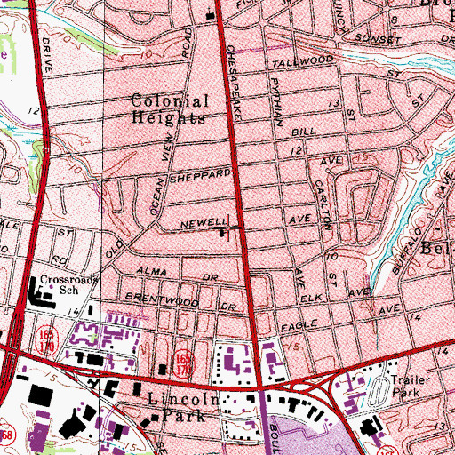 Topographic Map of Calvary Church of the Nazarene, VA