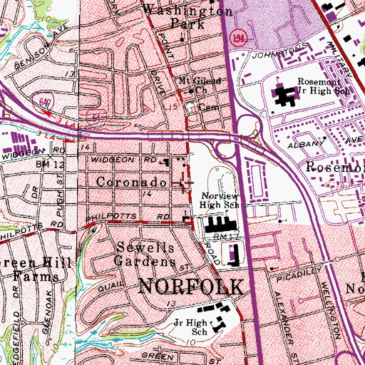 Topographic Map of Olive Grove Baptist Church, VA