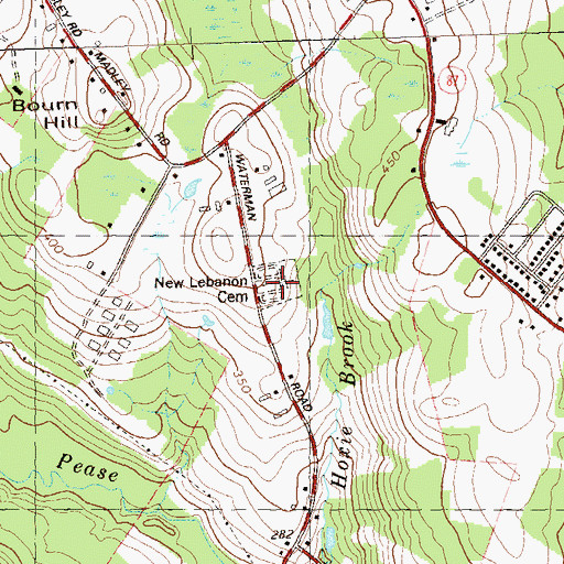 Topographic Map of New Cemetery, CT