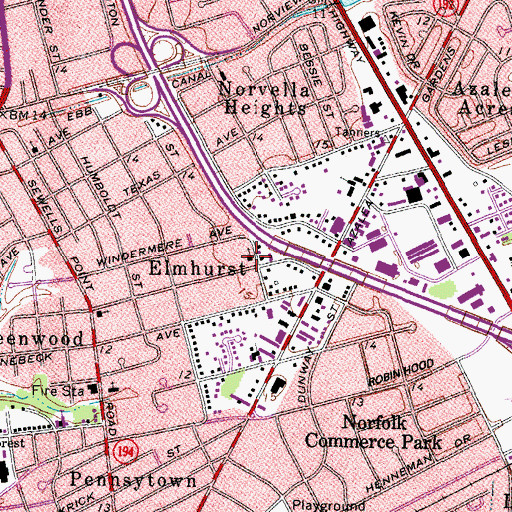 Topographic Map of Calvary Baptist Church, VA