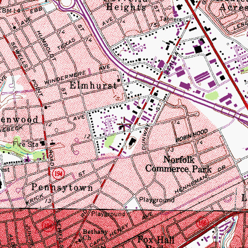 Topographic Map of Azalea Garden Church of God, VA