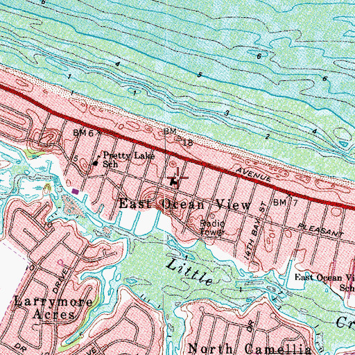 Topographic Map of East Ocean View Baptist Church, VA