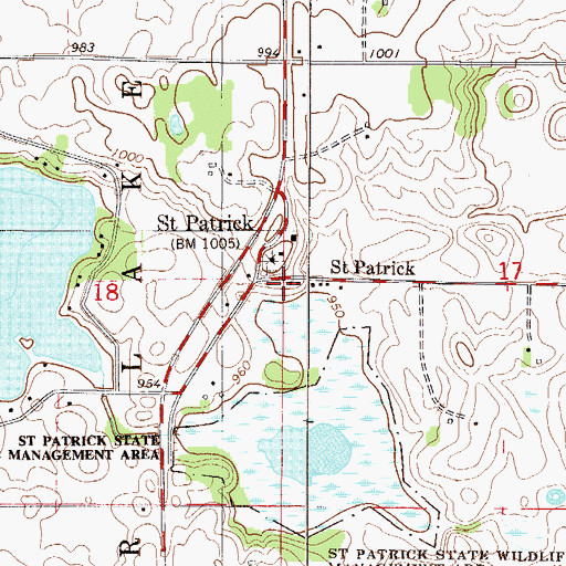 Topographic Map of Saint Patrick Post Office (historical), MN