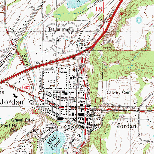 Topographic Map of Jordan, MN