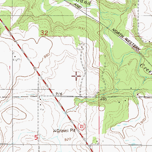 Topographic Map of Ridges of Sand Creek, MN