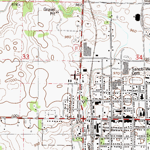 Topographic Map of New Prague Fire Department and Ambulance Service, MN