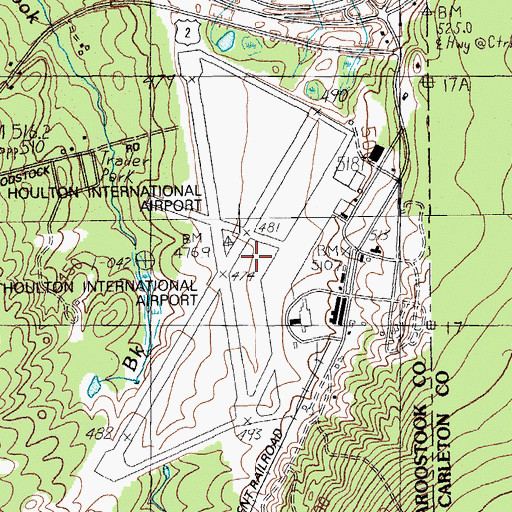 Topographic Map of Houlton Army Air Field (historical), ME