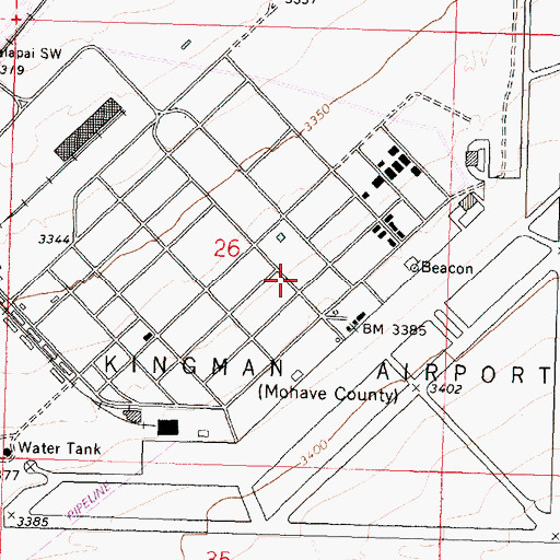 Topographic Map of Kingman Army Air Field (historical), AZ