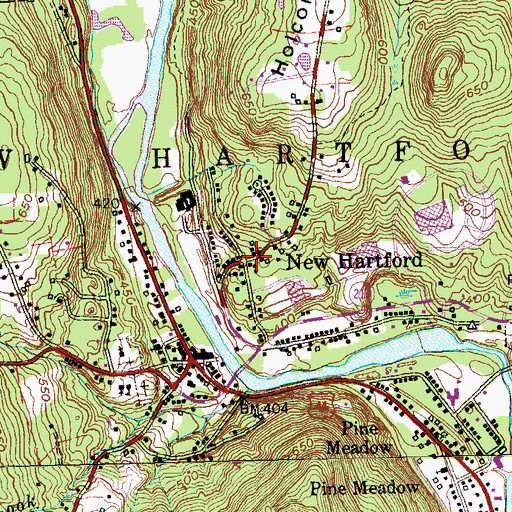 Topographic Map of New Hartford, CT