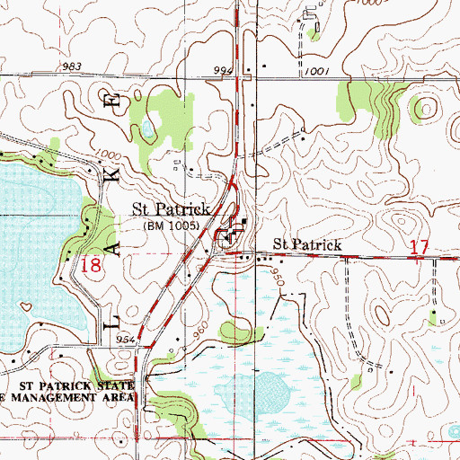 Topographic Map of Saint Patrick Church, MN