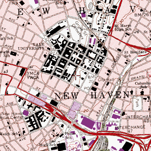 Topographic Map of New Haven, CT