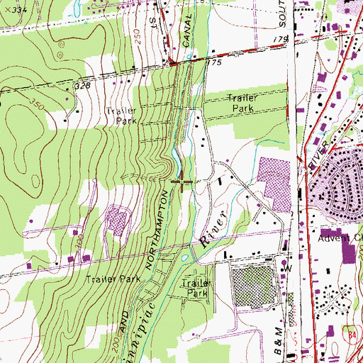 Topographic Map of New Haven and Northampton Canal, CT