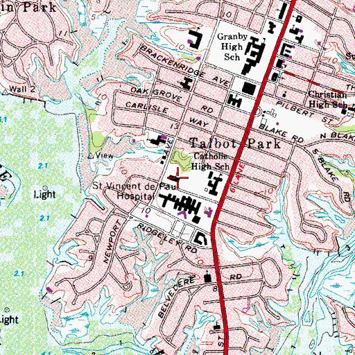 Topographic Map of Blessed Sacrament Church, VA