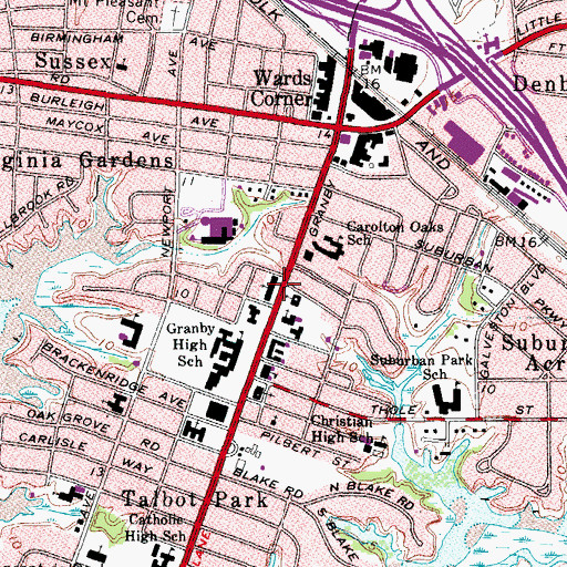 Topographic Map of Temple Israel, VA