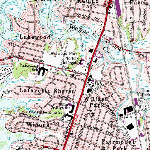 Topographic Map of Willowwood Presbyterian Church, VA