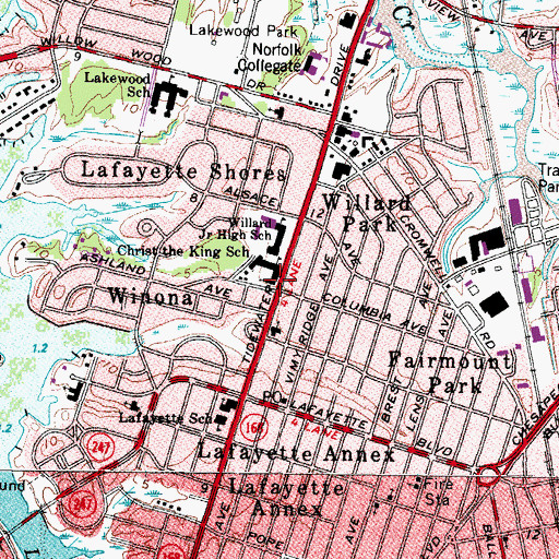 Topographic Map of Christ The King Church, VA