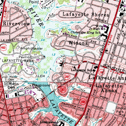 Topographic Map of First United Methodist Church, VA