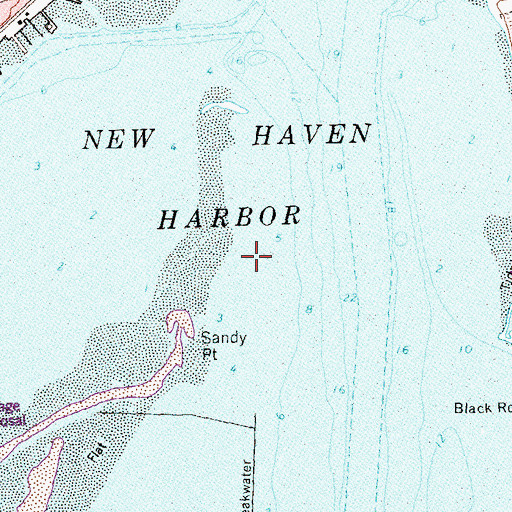 Topographic Map of New Haven Harbor, CT