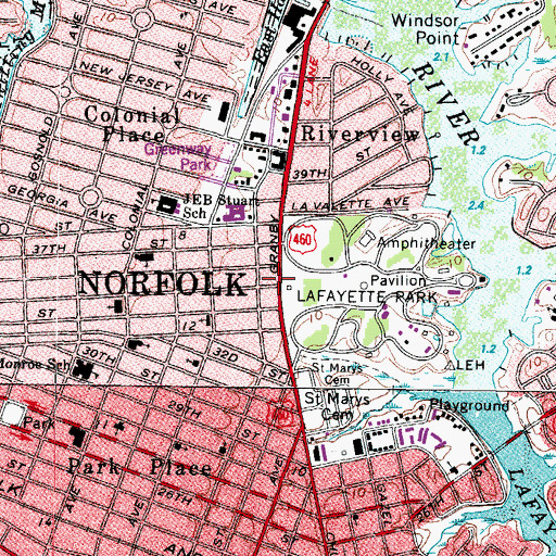 Topographic Map of Bethel Church of Norfolk, VA