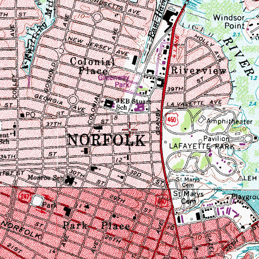 Topographic Map of Memorial Spiritualist Church, VA