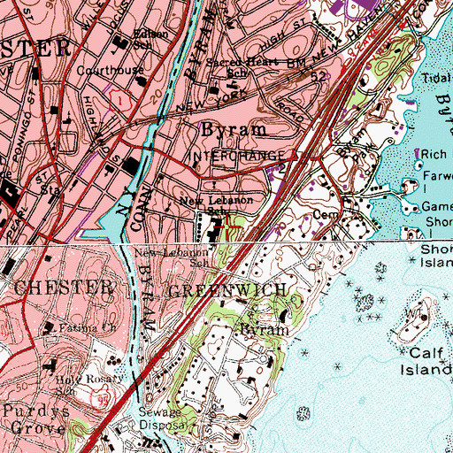 Topographic Map of New Lebanon School, CT