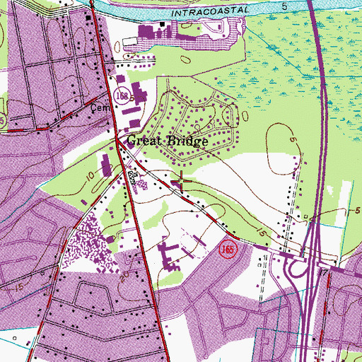 Topographic Map of Great Bridge Congregational Church, VA
