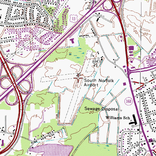Topographic Map of Battlefield Corporate Center, VA