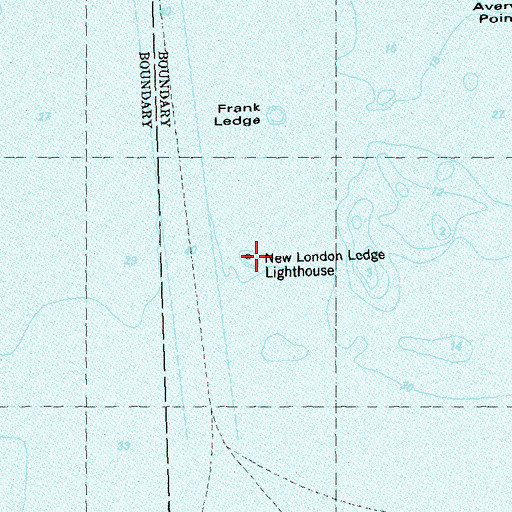 Topographic Map of New London Ledge Lighthouse, CT