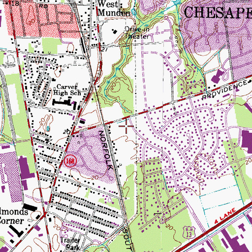 Topographic Map of Holly Point Shopping Center, VA